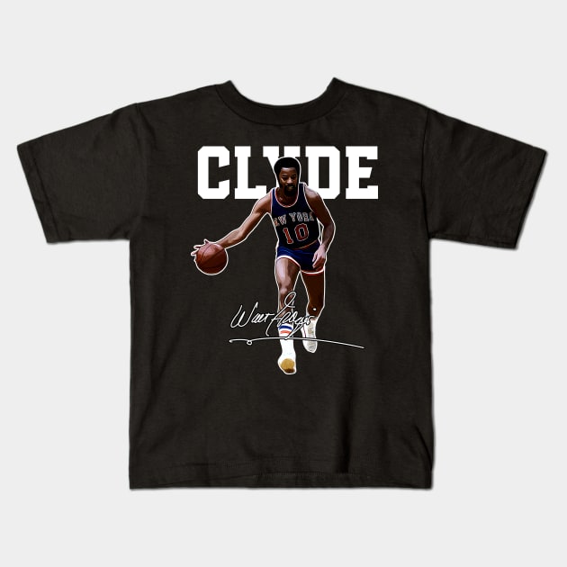 Walt Frazier The Clyde Basketball Legend Signature Vintage Retro 80s 90s Bootleg Rap Style Kids T-Shirt by CarDE